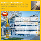 SIKA Sikaflex Construction Sealant - White, All-Purpose Polyurethane for Joints 1/2" or Smaller - 10.1 fl. oz - Weatherproof, High Elasticity, Paintable, Strong Adhesion