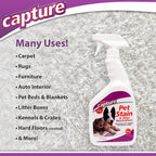 Capture Pet Stain & Odor Remover - Enzyme Pet Odor Eliminator for Home, Carpet Stain Remover for Cats & Dog Pee, Cat Urine Destroyer, Carpet Cleaner Spray - 32oz Portable Spray Bottle (2 Pack)
