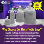 Aquatic Experts Fine Aquarium Media Bag, Durable Drawstring Bags for Fish Tank Filters, 450 Micron Mesh, (Fine, 3"x 4" - 4 Pack)