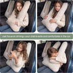 HIGOGOGO Washable Travel Pillow, Car Pillow for Kids & Adults, Travel Pillows with Removable Soft Cover and High-Support Foam, Fix Neck and Body Sitting/Sleeping on The Trip, Beige