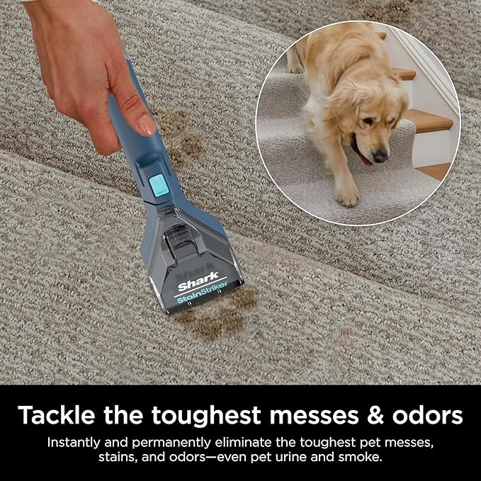 Shark CarpetXpert with Stain Striker, Upright Carpet, Area Rug & Upholstery Cleaner (Renewed) (Navy)