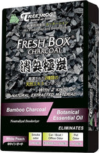Treefrog Fresh Box Charcoal Air Freshener, White Peach Scent 2-Pack, Natural Activated Extracted Material, Black, Bamboo Charcoal, 200g. Captures, Eliminates Odors, and Freshens Air