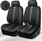 CAR PASS 3D Air Mesh Seat Covers for Car, Leather Car Seat Cover Front Seats, Breathable Foam Premium Leather Mesh Front Seat Covers Universal Fit for Cars Sedans Trucks Vans SUVs, Black Gray