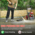 YAMATIC Pressure Washer Hose 25FT 1/4" M22 Kink Resistant Power Washer Hose Replacement for Ryobi, Troy Bilt, Greenworks, CRAFTSMAN Most Brand Power Washer with 3/8" Quick Connect Adapter, 3200 PSI