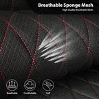 CAR PASS Thick Foam 3D Air Mesh Leather Car Seat Covers Front Seats Only, Breathable Premuim Leather Two Front Seat Cover, Airbag Compatible Universal Fit for 95% Sedan Van Truck SUV,Black and Red