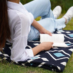 PuTian Merino Wool Blanket - 51" x 63" Thick Warm Soft Twin Wool Throw - Great for Bed, Camping, Outdoor, Car, Pets, Travel, Blue Check