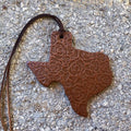 Air Flair | Leather Car Air Freshener | Texas Shape | Rose Pattern (Brown, 3) Cherry Leather Scent)