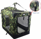 EliteField 3-Door Folding Soft Dog Crate with Carrying Bag and Fleece Bed (2 Year Warranty), Indoor & Outdoor Pet Home (42" L x 28" W x 32" H, Camo)