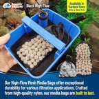 Aquatic Experts High Flow Filter Media Bag - Durable Filter Bags for Fish Tank, Secure Aquarium Media Bag with Drawstring, Media Bags for Aquarium and Pond, High Flow (Black), 3” x 8" – 4 Pack