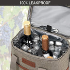 opux 6 Bottle Carrier Tote | Insulated Padded Wine Cooler Bag for Travel. Picnic, BYOB | Portable Leakproof Wine Tote Bag for Dinner, Party, Christmas, Wine Gift for Women, Men (Heather Taupe)