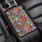 Geometric Mandala Universal Armrest Cover Pad, Car Center Console Cushion Pad, Protect from Pet Claws, Dirt, and Sticky Fingers, Comfortable Car Decor Accessories Fit for Most Cars, Vehicles, SUVs