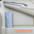 Ginsco New Leak-Proof Travel Car Trash Bag, 3.5 Gallons Large Capacity Hanging Car Trash Can with Hook and Loop Lid and Handle, Multipurpose Trash Bin with Storage Pockets for SUV RV, Atomic Silver
