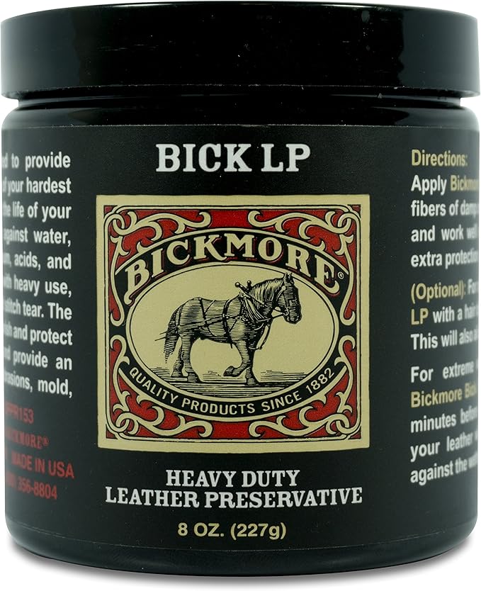 Bickmore Heavy Duty Leather Conditioner, Scratch Repair - LP 8oz | Preservative, Protector & Restorer Balm for Dry, Cracked, Scratched Leather | Made in USA