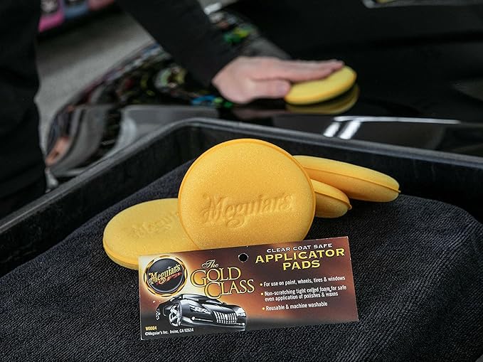 Meguiar's 4" Foam Applicator Pads, 4 Count - Ultra-Soft Hand Applicators with a Tight-Cell Foam Construction for a Smooth Application of Waxes, Polishes, Tire Dressing, Protectants and More, 4 Pack