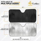 EcoNour Accordion Car Windshield Sun Shade for Trucks | Car Window Shades for Large SUVs & Pickups | UV Blocker Sun Visor for Interior Protection & Heat Control | XL (66 x 27 Inches)