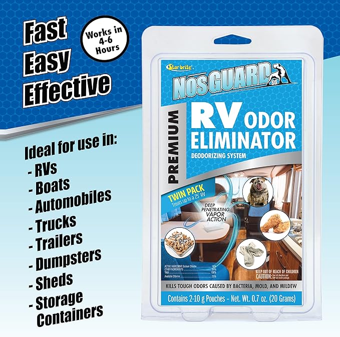 STAR BRITE NosGUARD SG RV Odor Eliminator – Deep Penetrating Vapor System, Twin Pack 10G (079950)