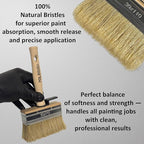 4 Inch Stain Deck Wide & Thick Paint Brush - High European Quality - Natural Bristles - for Home, Wood, Walls, Art, Trim & Furniture - for Acrylic, Oil, Stain, Chalk & Latex Paints