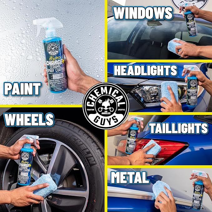 Chemical Guys WAC23016 HydroCharge High-Gloss Hydrophobic SI02 Ceramic Spray Coating (Works on Car, Truck, SUV, RV, Boat and Motorcycle Paint), 16 fl. oz, Blue