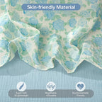 SERAPHY 100% Muslin Cotton Car Seat Cover Baby, 2 Pack Universal Carseat Covers Baby Boy Girl, Breathable Car Seat Canopy, Soft Infant Car Seat Cover for Summer and Winter—2 Pcs Blue&Flowers