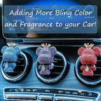 Cute Car Accessories, Bling Crystal Bear Car Air Freshener With Vent Clip,Rhinestone Aesthetic Car Decor Interior Decoration (BLACK)
