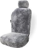 ZONETECH Sheepskin Seat Covers Fuzzy Car Seat Covers Grey Australian Merino Wool Fluffy Fur Auto Accessories All Season Protection for Your Seats Universal Fits Most Car SUV Airbag Compatible