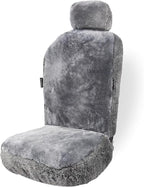 ZONETECH Sheepskin Seat Covers Fuzzy Car Seat Covers Grey Australian Merino Wool Fluffy Fur Auto Accessories All Season Protection for Your Seats Universal Fits Most Car SUV Airbag Compatible