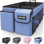 HOTOR Foldable Trunk Organizer - SUV & Sedan Compatible, 2 Compartments, Blue, 23.6"14.2"10.6" Sturdy Car Organization for Accessories, Tools, Sundries