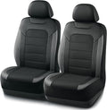 PIC AUTO Car Seat Covers, Premium Leather and Air Mesh with Carbon Fiber Automotive Sports Seat Covers, Two Front Set, Airbag Compatible Universal Fits Most Cars, SUVs, Trucks and Vans (Black & Black)