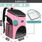 PetAmi Small Dogs and Cat Backpack Carrier, Airline Approved Pet Backpack Carrier, Ventilated, Safety Strap, Buckle Support Designed for Hiking Travel Camping Outdoor, Max 18 lbs (Pink)