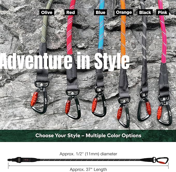 Dog Seat Belt for Car | Universal Pet Car Seatbelt with Reflective Climbing Rope, Aviation Aluminum Carabiner with 360° Swivel & Auto-Lock, Secure Safety Restraint (Carbon Black 360°)