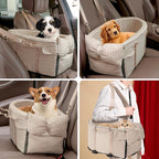 Center Console Dog Car Seat for Small Dog Removable Pet Car Seat with Cushion Board Safety Belt Console Dogs Seats for Mini Pet Puppy Up to 15 Lbs