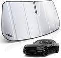 MZS Windshield Sun Shade Compatible with Charger 2011-2023, Foldable Car Front Window Sunshade with Storage Pouch, Sedan Sun Visor Shield Accessories for Interior Protector