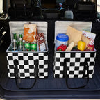 Checkered Insulated Grocery Bags 2 Pack, Checkerboard Cooler Shopping Bags for Groceries, Insulated Bags for Food Delivery