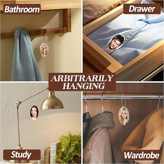 Personalized Custom Car Air Freshener, Double Sided Custom Photo, Record Player Shaped Fragrance Vent Clip, Unique and Cute Car Interior (Customize, Hanging A)