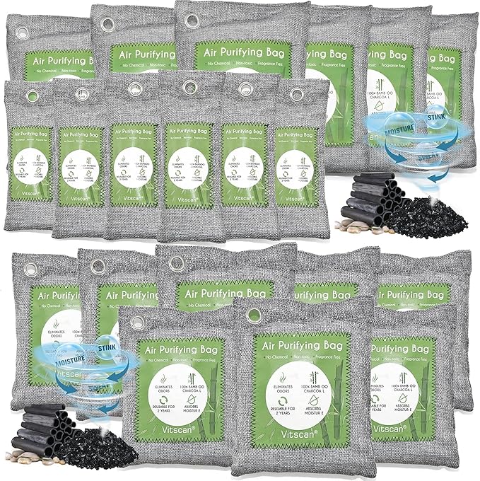 20 Pack Bamboo Charcoal Air Purifying Bag, Activated Charcoal Bags Odor Absorber, Moisture Absorber, Natural Car Air Freshener, Shoe Deodorizer, Odor Eliminators For Home, Pet, Closet, Car