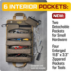 The Ryker Roll Up Tool Bag Organizer Gifts for him (2-pack) Heavy Duty Small Motorcycle Tool Roll Bag Organizer Portable Rollup Toolbag w/Detachable Pouches Mens gifts for Dad, Mechanic & Hobbyist