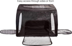 Soft Pet Travel Car Seat Crate for Large Size Dog or Cat - Folds Flat - Storage Bag Included - Black Color - Portable with Case