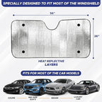 EcoNourAccordion Car Windshield Sun Shade Foldable Reflective UV & Heat Blocker | Front Window Sunshade with 4 Suction Cups, Keeps Interior Cool, Automotive Sun Visor Protector 56" x 26"