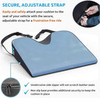 Premium Wedge Car Seat Cushion for Driving - Sciatica Seat Cushion for Car, Office, Home, Back Pain, Hip Support, Sciatica Pain Relief - Ergonomic Non-Slip Memory Foam Driving Pillow 17.5 x 15 x 3.5
