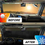 EcoNour Accordion Sun Shade Windshield for Trucks | Automotive Windshield Sun Shade to Keep Your Rig Safe | Fits for Semi Truck Windshields, Commercial & Big Rig Truck | XXL (80 x 30 inches)