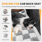 Backseat Dog Bed Mat for Car, Non-Slip Dog Bed for Car Back Seat, Soft & Cozy Dogs Blanket, Washable Travel Pet Mat Seat Protector for Cars, SUVs, Trucks (Grey/White, 59"L x 27.5"W x 1.5"Th)