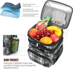 MIYCOO Lunch Bag & Lunch Box for Women Men, Double Deck Leakproof Insulated Soft Large Adult Camping Cooler bag for Work, Beach, Picnic, Travel (Checkered Black and White, 15L)