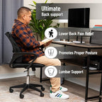 Mind Reader Air-Cloud Lumbar Cushion, Ergonomic Memory Foam Back Support Pillow for Office Chairs, Recliners, and Car Seats, Chiropractor-Recommended, Black