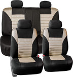 TLH Car Seat Covers Premium 3D Air Mesh Automotive Seat Covers Full Set Beige Seat Covers Airbag Compatible and Split Rear Car Seat Cover Universal Fit Interior Accessories for Cars Trucks and SUV