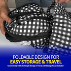 Pet Fit For Life Extra Large Cat Carrier for Travel - Foldable & Portable Collapsible Kennel with Litter Box, Feather Toy & Water/Food Bowl - Ideal for Cars, Long Trips & Indoor Cats - Black Checkers
