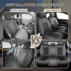 TTX LIGHTING for Cadillac SRX 2010-2016 Car Seat Covers, Breathable Ice Silk & Leather Seat Protector, Cool & Anti-Sweat for Long Driving, Airbag Compatible, 5 Seats Full Set (Black&Gray)