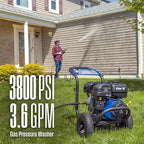 Westinghouse WPX3800 Gas Pressure Washer, 3800 PSI and 3.6 Max GPM, Onboard Soap Tank, Spray Gun and Wand, 5 Nozzle Set, for Cars/Fences/Driveways/Homes/Patios/Furniture, Black