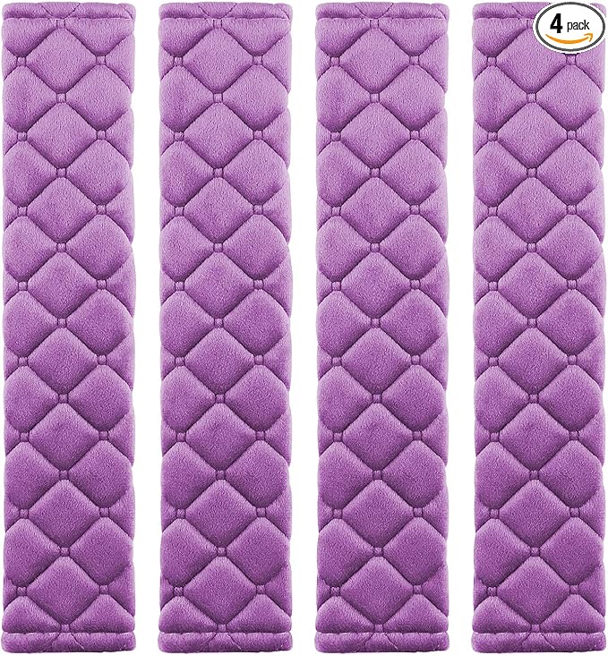 4 Pack Universal Car Seat Belt Pads, Adult Seat Belt Shoulder Strap Covers Harness Pad for Car/Bag,Soft Comfort Helps Protect You Neck Shoulder from The Seat Belt Rubbing (4pack-Purple)