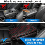Center Console Cover for Jeep Wrangler JL 2018-2026 & Gladiator JT 2020-2026 1.2in Thickness Armrest Cover Leather Arm Rest Lid Protector Cushion Pad with Stroage Pockets Interior Accessories (Red)