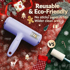 ORDORA Pet Hair Removal Tool: Reusable Lint Roller for Pet Hair - Portable Pet Hair Remover - Dog and Cat Hair Remover for Couch, Bedding, Car, Rugs & Furniture, for Multi-Pet Homes (Purple)